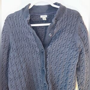 L.L. Bean Women's Cable-Knit Cardigan in Navy Blue 🌊
